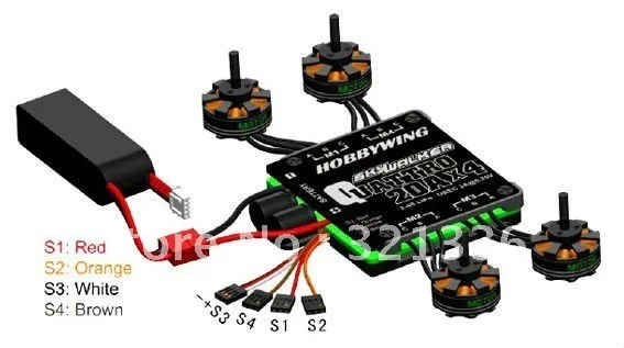Бесплатная доставка! HOBBYWING Skywalker Quattro 20A x 4 UBEC контроллер скорости бесщеточный ESC