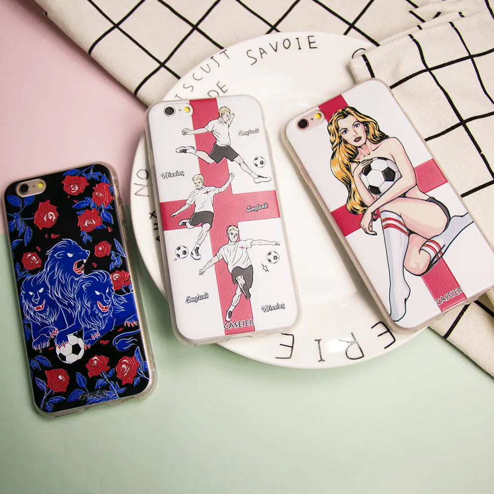 Caseier 2018 футбол Англия Телефон чехол для iPhone 7 Мягкий силиконовый 6 6s 8 Plus X серии