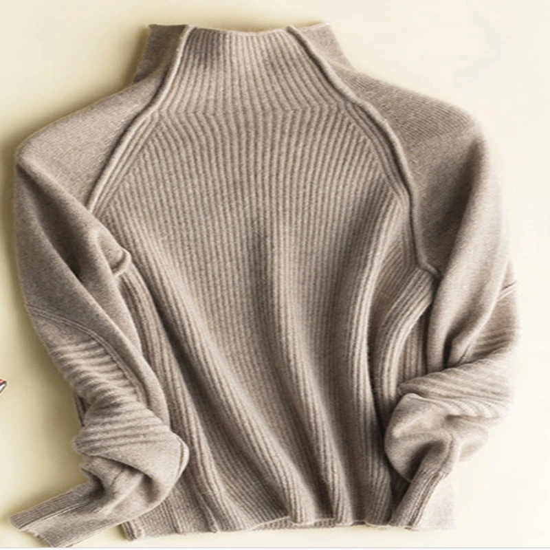 The spring and autumn female sweater cashmere long sleeved turtleneck loose woman jacket | Женская одежда