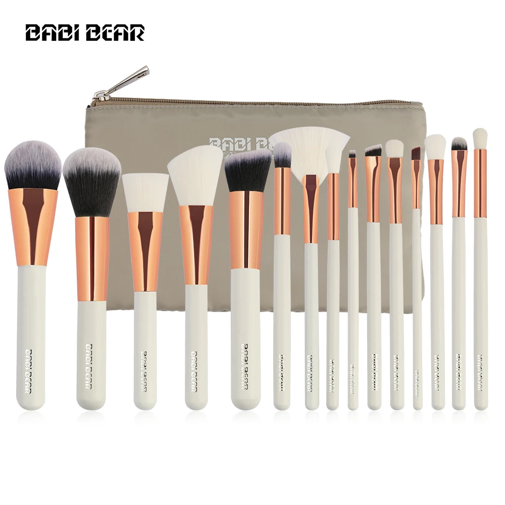 BABI BEAR 15 шт. розовое золото/белый с сумкой кисти для лица тени век гнездо глаз кисть