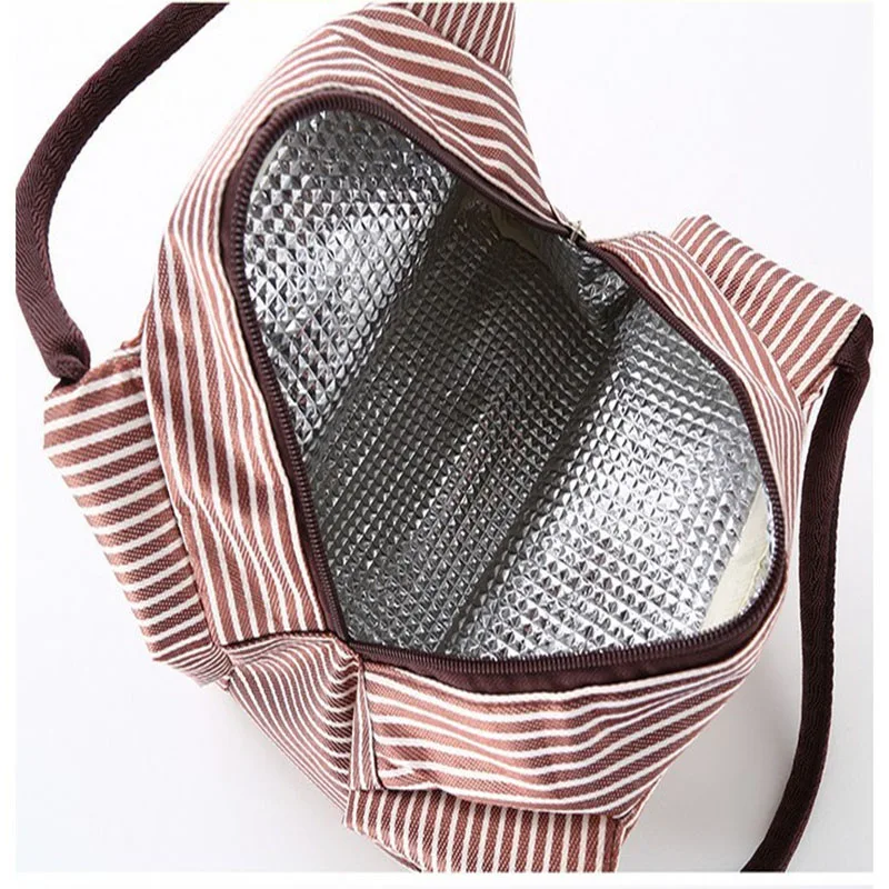 Simple Stripes Insulated Lunch Bag for Women Packaged Food Thermal Bags Thermo Pouch Isothermal Kids Refrigerator | Багаж и сумки