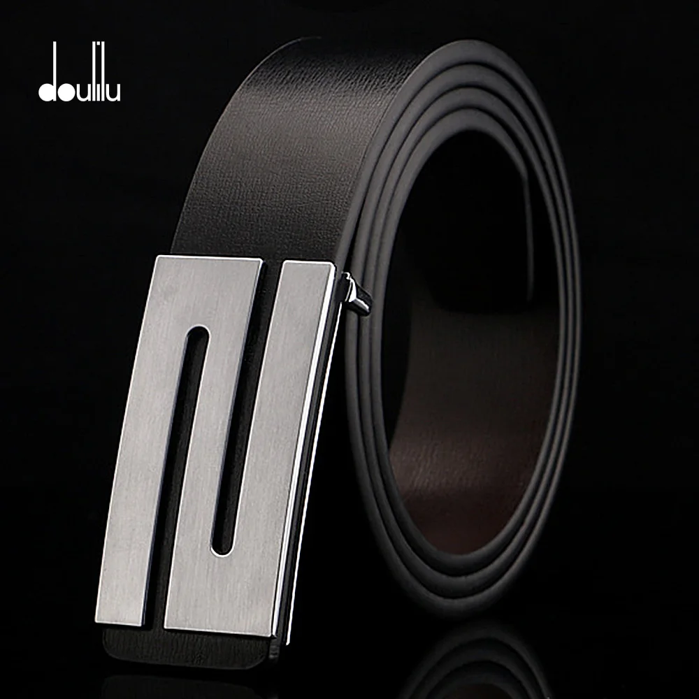 men belts DOULILU воловья кожа пояса из натуральной кожи для мужчин ремень мужской гладкой пряжкой винтажные джинсы ковбойские повседневные дизайнерские брендовые пояса - Color: men belts