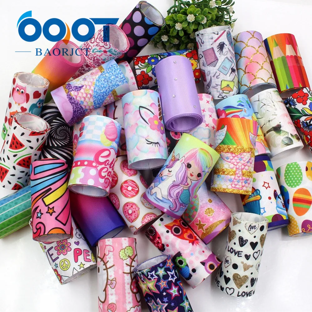 OOOT BAORJCT 19417-1 5 style mix (3&quot)75mm 5yards Various geometric cartoon flowers etc.grosgrain ribbons DIY handmade materials | Дом и