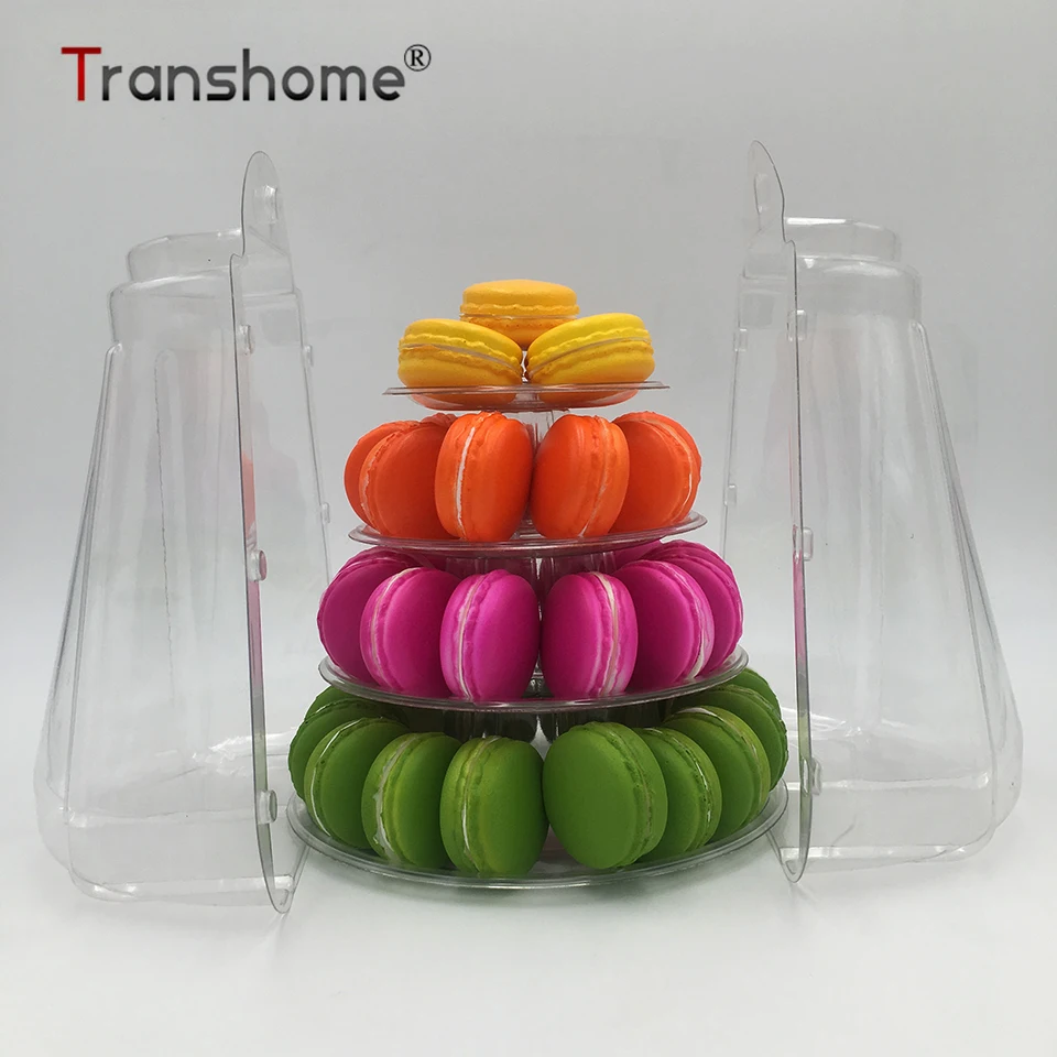 

Transhome Cupcake Stand 4-layer Macaron Stand With Dust cover Dessert Display/Cake Stand Birthday Party Wedding Decoration Tools
