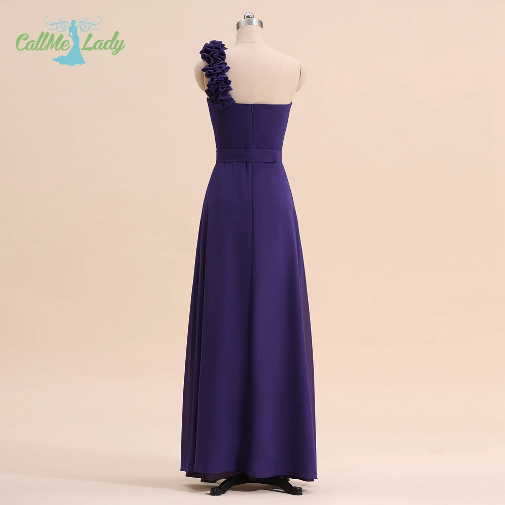Elegant A-line Bridesmaid dresses for Women 2019 One Shoulder Flowers Long Chiffon Wedding Guest Formal Party Gown | Свадьбы и
