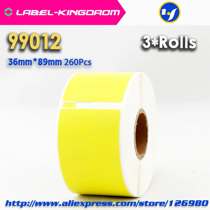 3 рулона желтого цвета Generic Dymo 99012 этикетка 36 мм * 89 260 шт Совместимость для LabelWriter400
