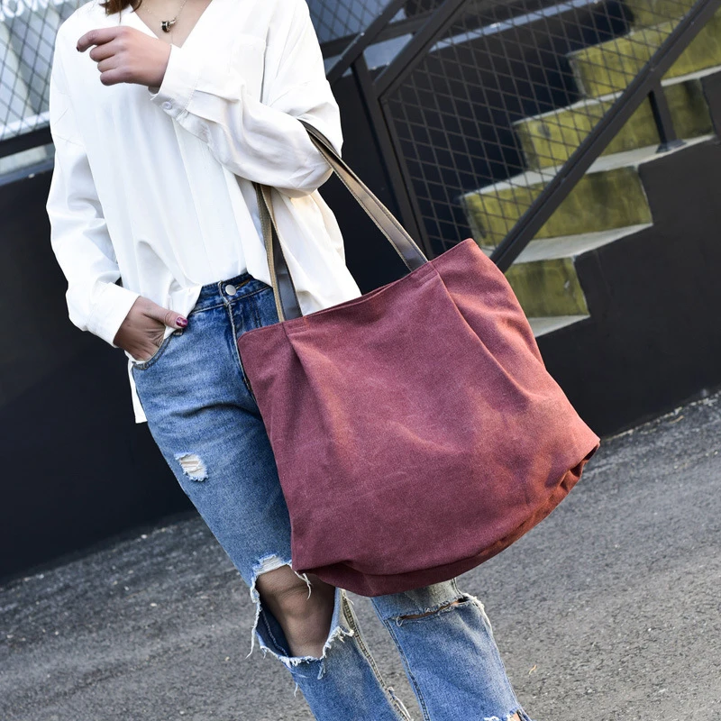 2018 СКИОНЕ Холстинные сумки большой ёмкости Простые большие женские парусиновые