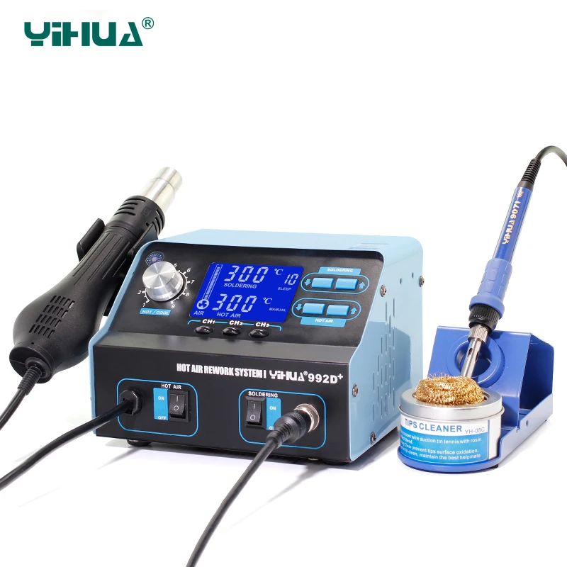 YIHUA 992D + SMD паяльная станция ремонтная доска с станцией пайка горячим воздухом |