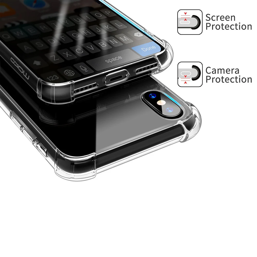 Ультра тонкий мягкий чехол для iPhone X 6 S плюс 7 8 прозрачный антидетонационных