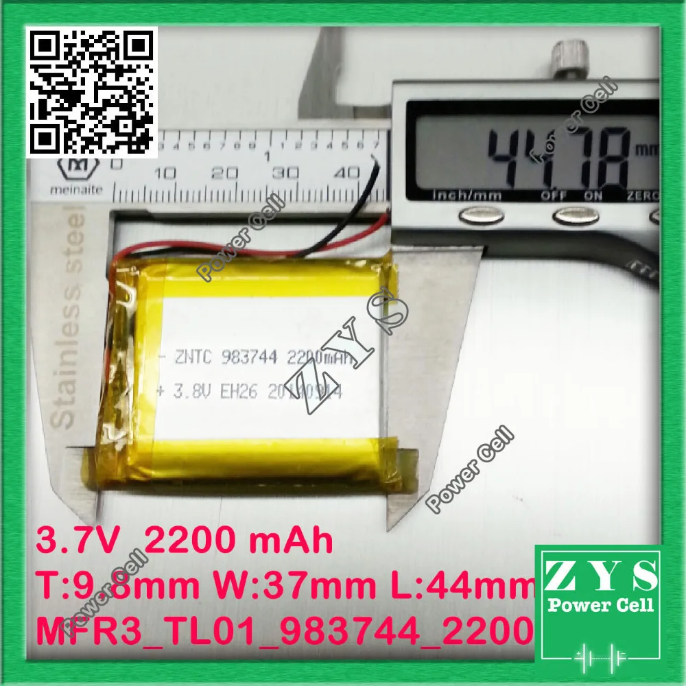 

Литий-полимерная батарея 983744 3,7 в 2200 мАч с защитной платой для КПК, планшетов, цифровых устройств, размер: 9,8x37x44 мм, 2200 мАч