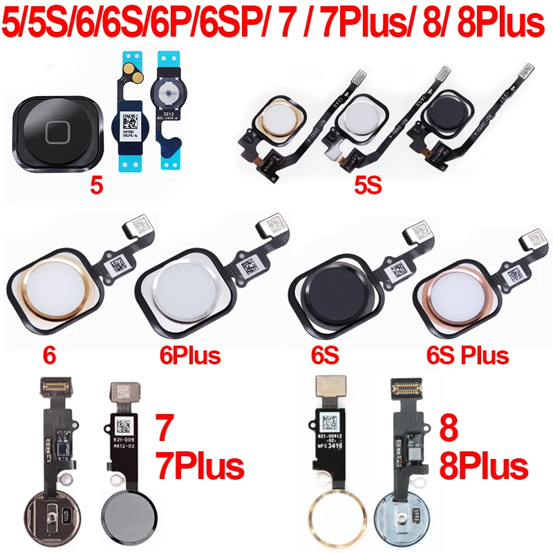 Кнопка домой с гибким кабелем для iPhone 5 5S 6 6S 6Plus Plus 7 7Plus 8 8Plus кнопка гибкая сборка