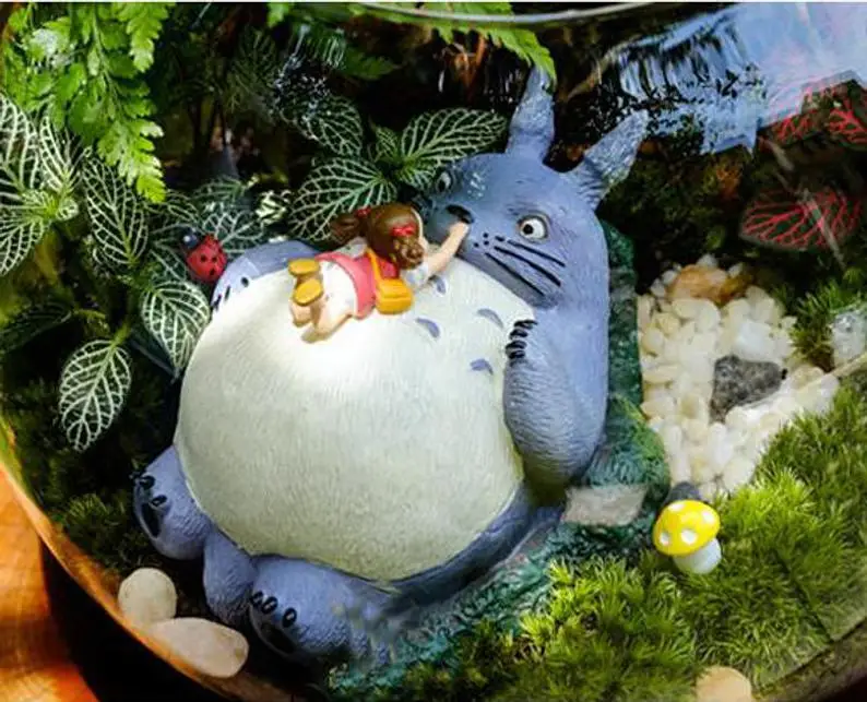 Горячая девушка сидеть на Тоторо миниатюрный Сказочный Сад поставки Ghibli фигурки DIY Террариум декоративные аксессуары
