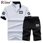 Riinr мужской спортивный костюм, летняя футболка с коротким рукавом + шорты, комплект, Casaul, приталенный, спортивный костюм, мужской костюм, комплект из двух предметов, Hombre