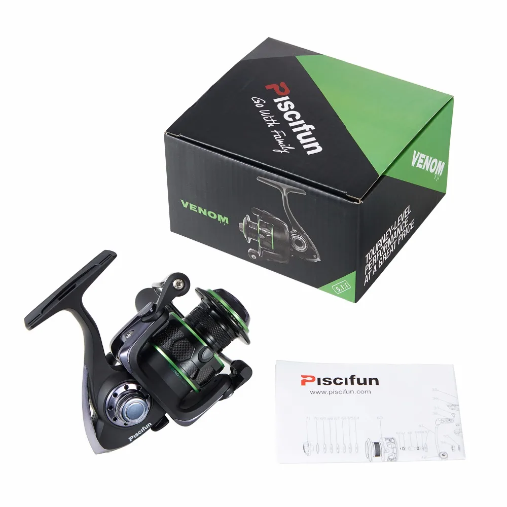 

Piscifun Venom Fishing Reel 12Kg Max Drag Spinning Reel 10+1 Bearings Water Resistant 5.1:1 Gear Ratio Spinning Fishing Reel