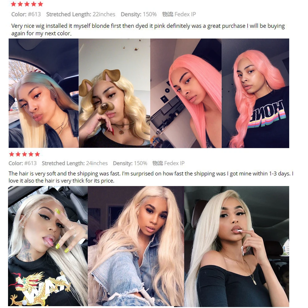 HC Blonde 613 перуанские человеческие волосы Remy парики фронта шнурка 150% медовый блонд