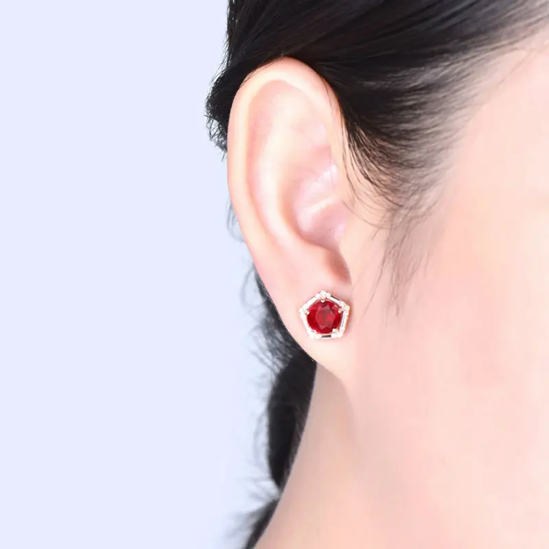 LOVERJEWELRY Твердые 18K розовое золото натуральный рубин Свадебные обещанные серьги
