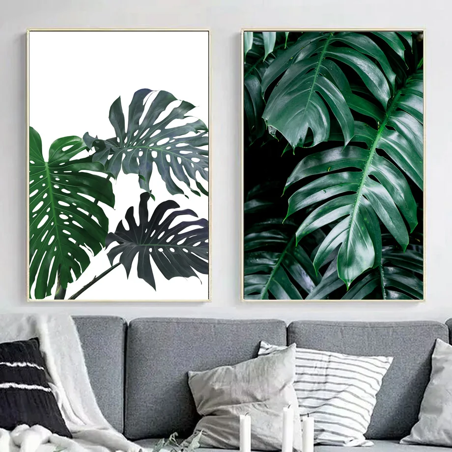 Monstera листья зеленое растение для ландшафта настенная живопись холст