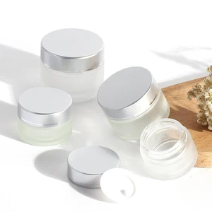 Горячая Распродажа 5G10 г20 г30 г50 г матовая стеклянная баночка для крема, косметический контейнер бутылках косметические банки в бутылках серебряной крышкой стеклянные бутылки 6 шт.лот