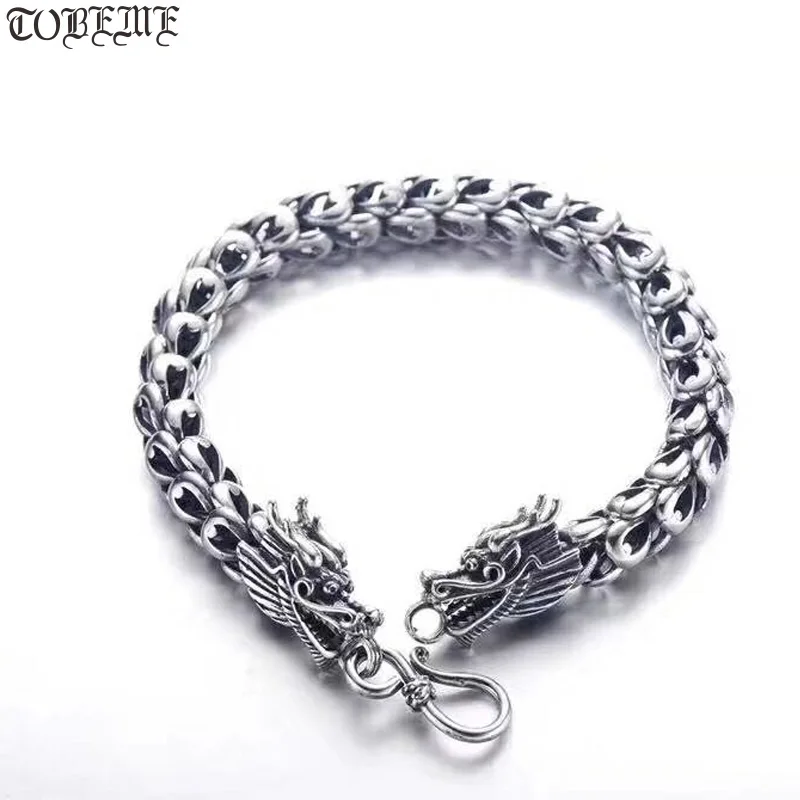 

Handmade 100% 925 Silver Dragon Bracelet Vintage Sterling Power Dragon Bracelet Pure Silver Chain Bracelet Man Jewelry Gift