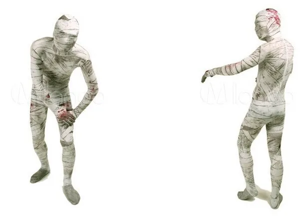 

(A5-028)White Mummy Pattern Dyeing Lycra Spandex Zentai Suit Halloween Costume
