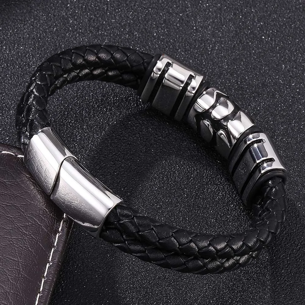 Оптовая продажа классический браслет из натуральной кожи для мужчин ручная