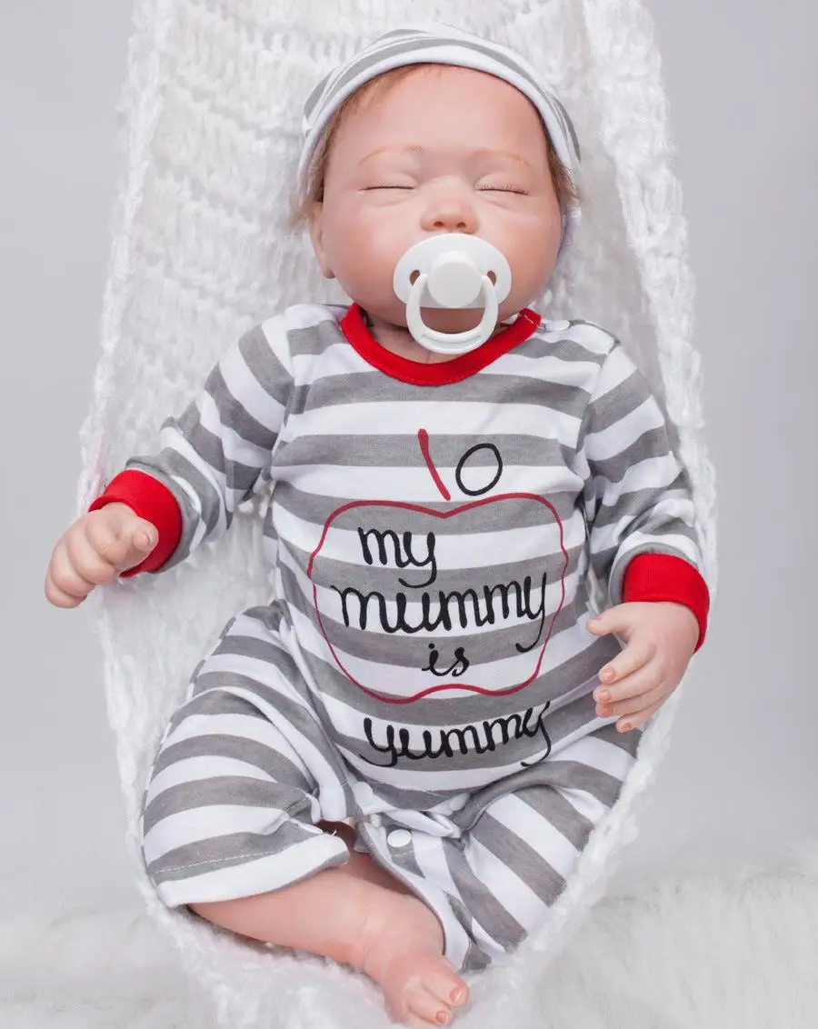 Реалистичная кукла реборн с укоренившимися волосами мягкая силиконовая 20 дюймов