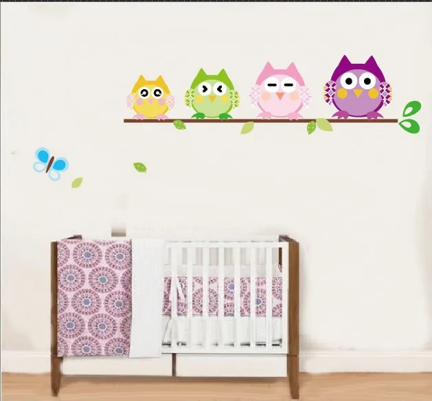 * Мультяшные лесные ветки дерева животные Сова цветы ПВХ наклейки на стену для