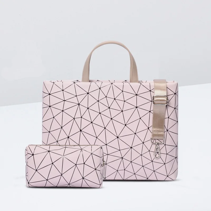 Pink Plus Женская сумка-мессенджер для ноутбука, сумка через плечо, водонепроницаемый чехол для переноски Macbook Dell hp 11 12 13 14 15 15,6 дюймов, сумка-тоут из искусственной кожи - Цвет: Pink Plus
