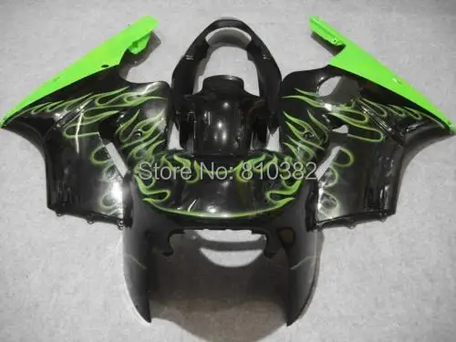 Полный бак крышка обтекателя комплект для KAWASAKI Ninja ZX12R 2000 2001 00 01 зеленое пламя
