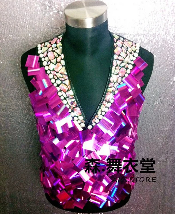 Новое поступление! Мужской костюм с зеркалом для ночных клубов жилетом