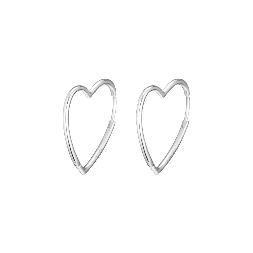 

Small Asymmetric Hearts of Love Hoop Earring 100% 925 Sterling-Silver-Jewelry Free Shipping