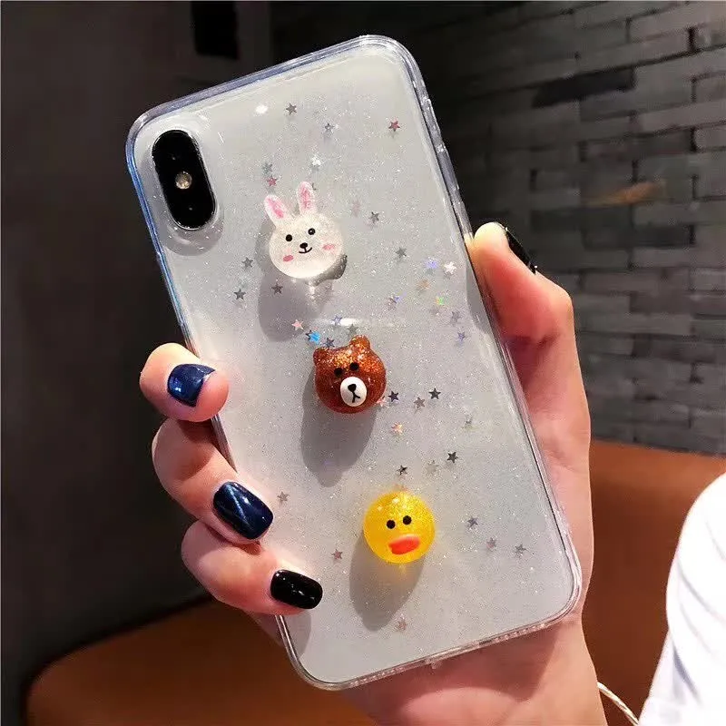 Прозрачный чехол для телефона 3D Dolls iPhone XS MAX XR 7 Plus прозрачные мягкие чехлы из ТПУ X 8