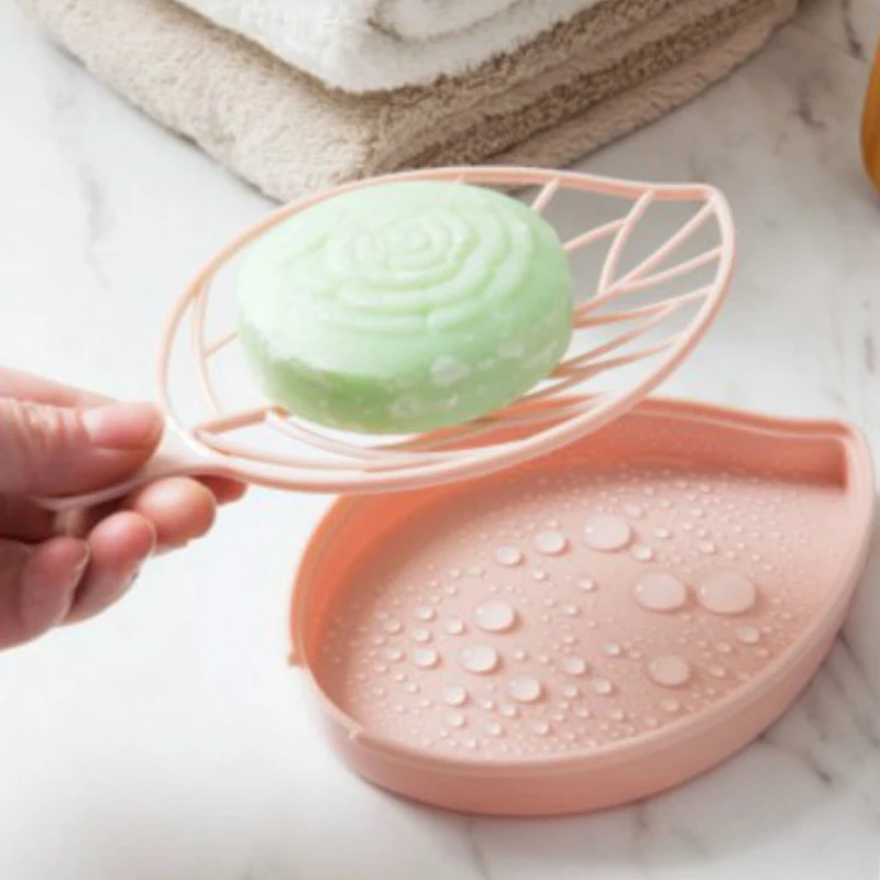 New Style Double Layer Leaf Shape Drain Soap Box Storage Container Portable Modeling Dishes Holder Bathroom | Дом и сад