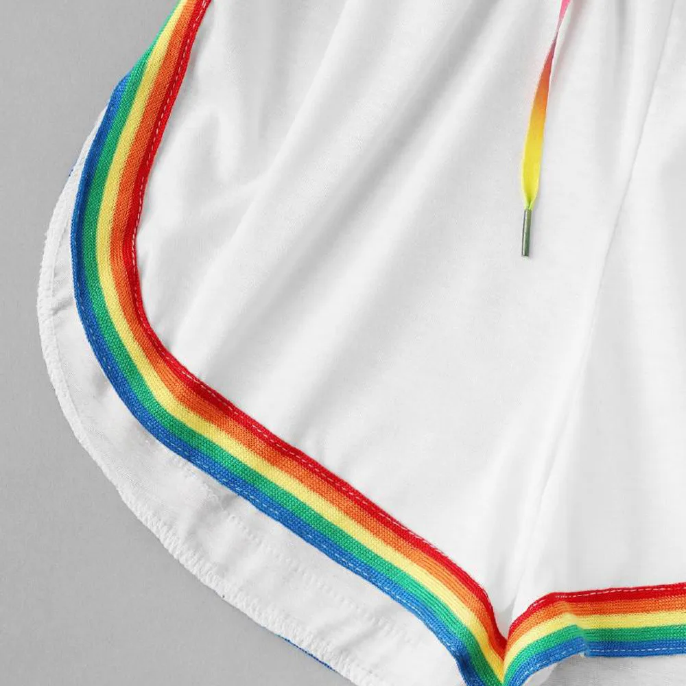 Шорты женские повседневные с радужным принтом спортивные эластичные короткие