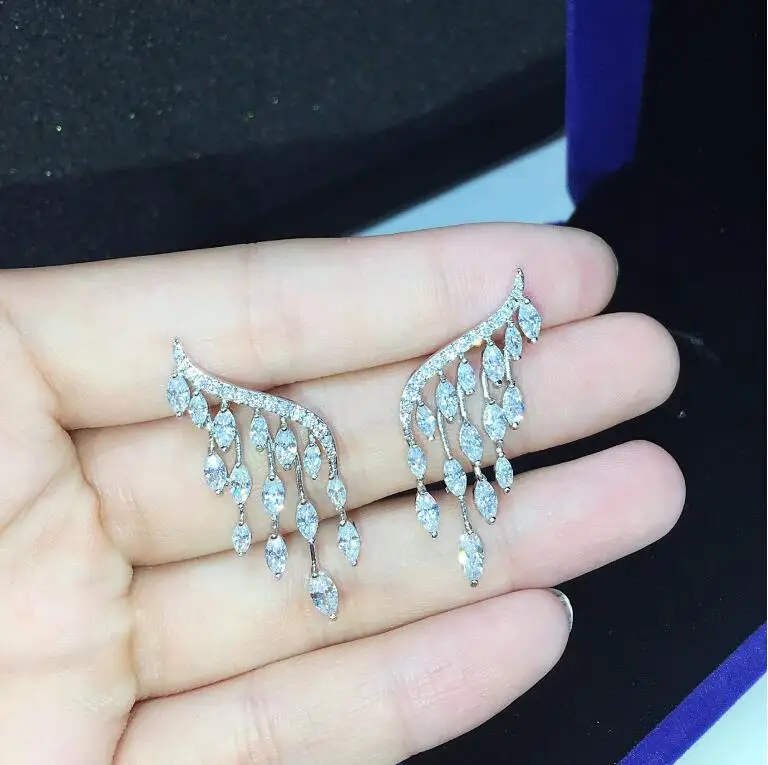 Женские вечерние Ги гвоздики с фианитом цвет белое золото|stud earrings|stone stud earringsangel