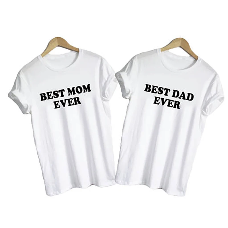 Couple Clothes T Shirt Men Tshirt Women Tops Plus Size BEST MOM DAD Lovely Gift for Parents White Oversized T-Shirt XS-XXXL | Мужская