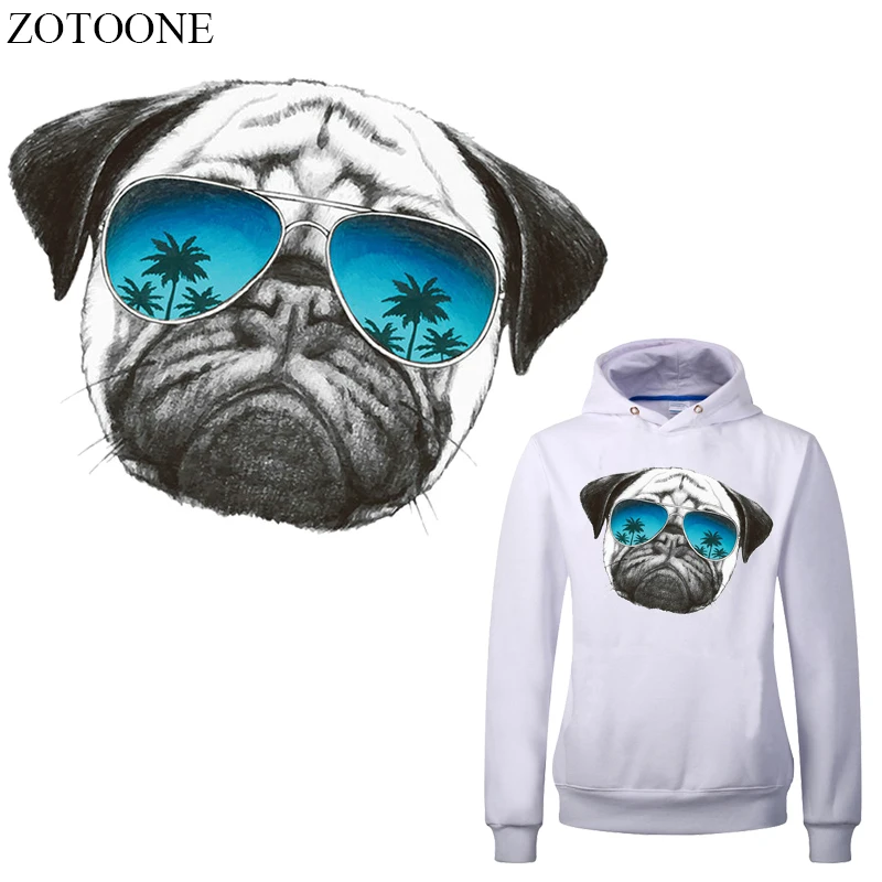 

ZOTOONE Heat Transfer Vinyl Cool Glasses Dog Patches For Backpacks DIY Applique Clothes Stickers Iron-on Transfers Thermal Press