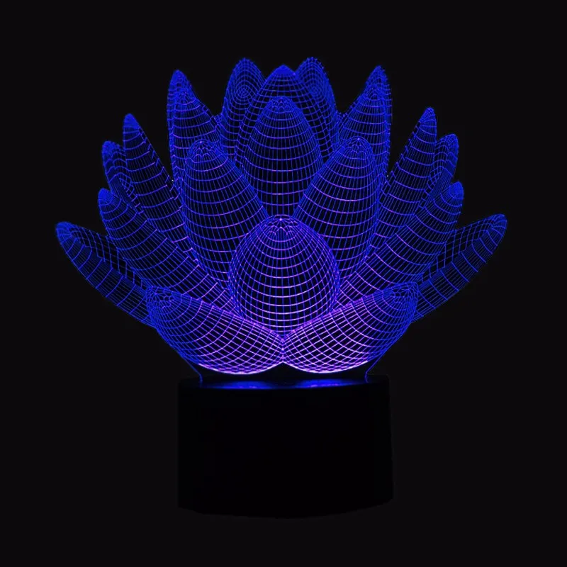 Lotus 3D визуальная лампа Оптическая иллюзия светодиодный ночной Светильник восхитительный 7 цветов художественный сенсорный переключатель лампа Прямая поставка