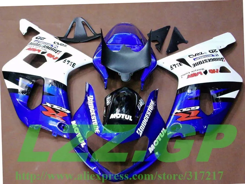 

100%Fit Fairing for SUZUKI GSXR600 GSXR750 K1 01 02 03 Blue White GSXR600 750 01-03 GSX-R600 750 2001-2003 body kit Injection