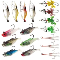 easy catch 17pcs fishing lures kit include assist fishing hooks lead fishing lure with t tail shrimp frog lures