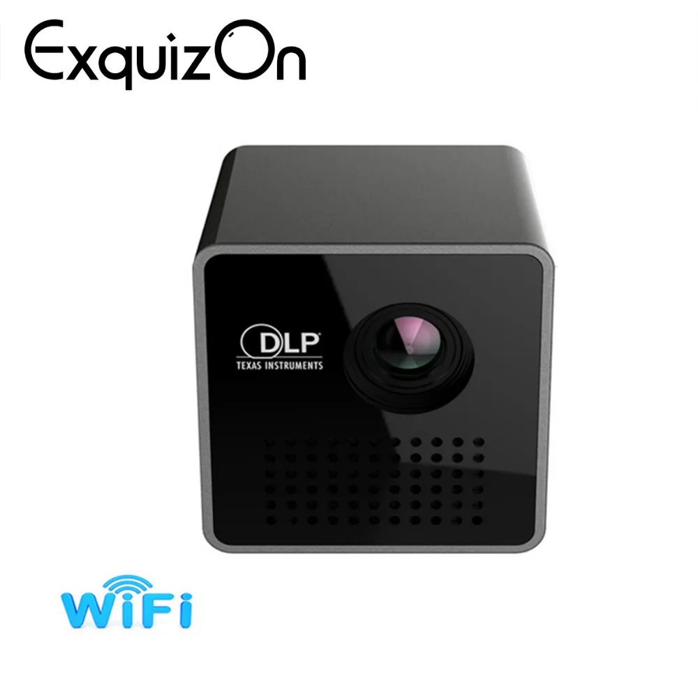 Exquizon P1 + WI FI Беспроводной карманный светодиодный Pico Smart Mini Projecto DLP Micro Miracast DLNA
