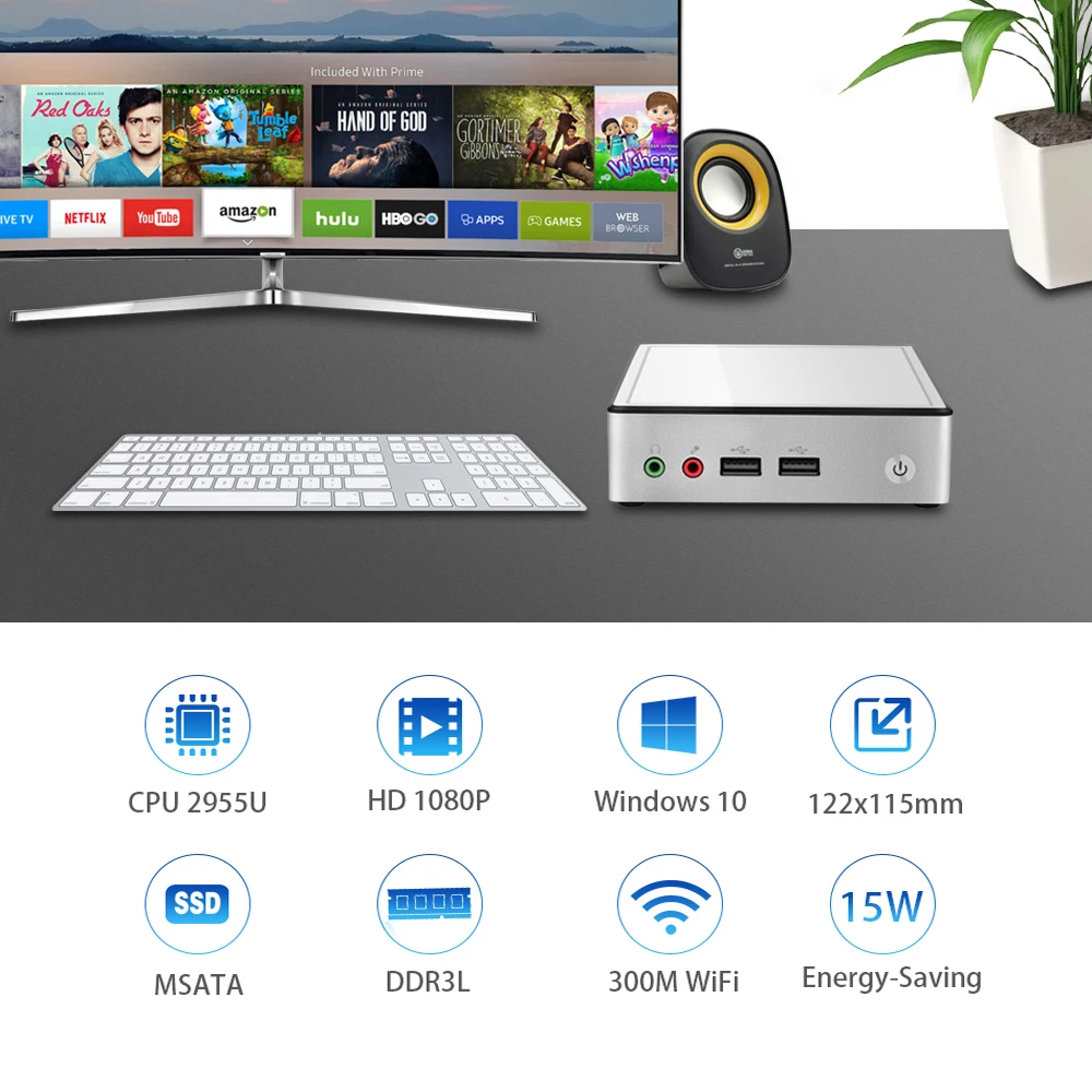 Безвентиляторный мини-ПК Intel Core i7-4610Y i5-4200Y i3-4010Y Windows 10 Wi-Fi Gigabit Ethernet 4xusb HDMI ТВ коробка HTPC