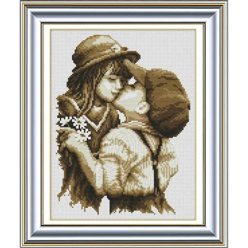 Golden panno Needlework DIY DMC Cross stitch Sets For Embroidery kit 11ct printed cotton thread First Romantic Cross-Stitching | Дом и сад