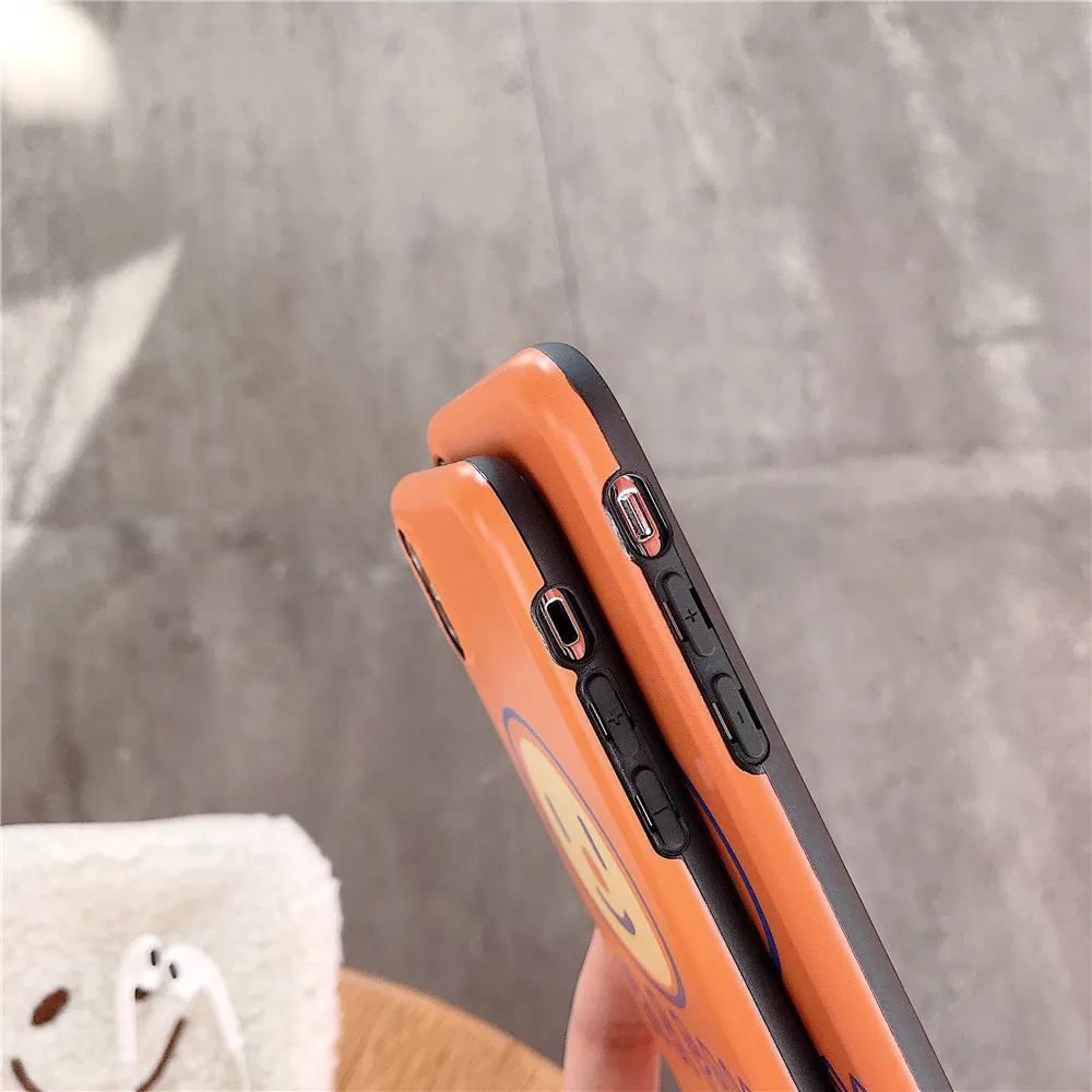 Summer Fresh Orange Smiley face Soft IMD Phone Case for Iphone 7 7plus 6s 8 Xs Max XR Anti-knock pink Solid Candy Tpu Cover |