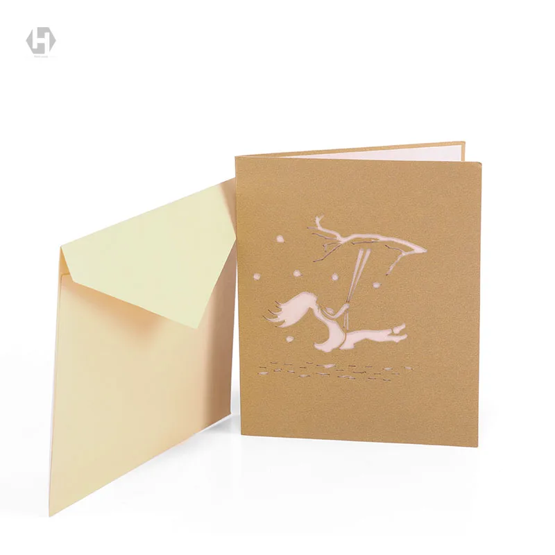 Качели девушка 3D всплывающие поздравление с днем рождения карты конвертом