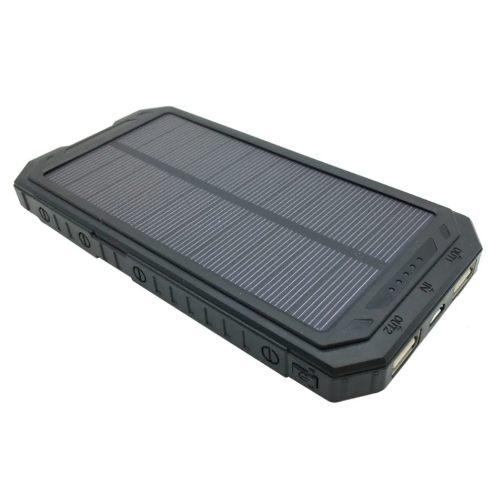 Power Bank 20000mAh Солнечное водонепроницаемое двойное usb-зарядное устройство для смартфона Внешняя батарея зарядное устройство для iPhone Xiaomi samsung