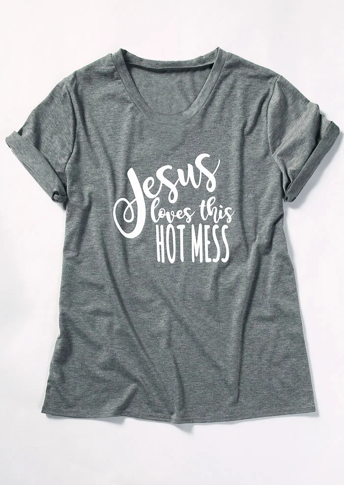 Jesus Loves This Hot беспорядок Футболка женская забавная графическая футболка с