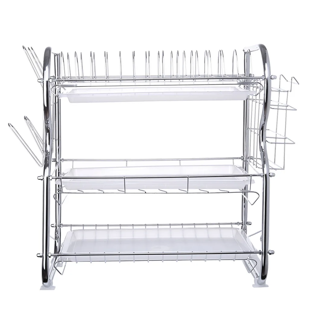 3-уровневая сушилка для посуды кухонный стеллаж органайзер сушки Кухонное