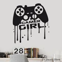 Girl Gamer Vinyl Wall Decals Video Game Teen Game Room Decor Joystick Stickers for Girls Home Interior Decorate Art Mural S737