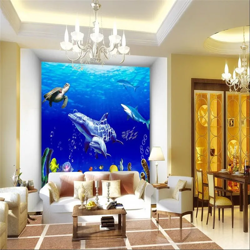 Фотофон с художественным декором подводный мир дельфин отель черепахи акулы